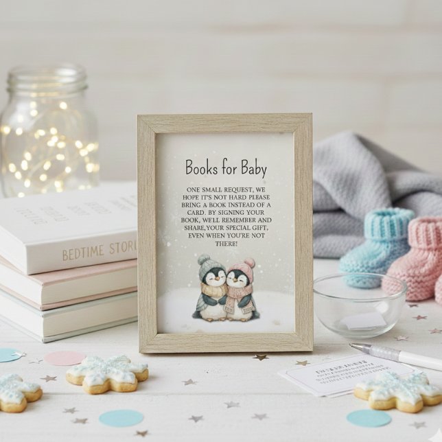Penguin Twins books for Baby Shower Begleitkarte (Von Creator hochgeladen)