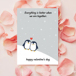 Penguin Valentine Love Card Cute Romantic Couples Feiertagskarte
