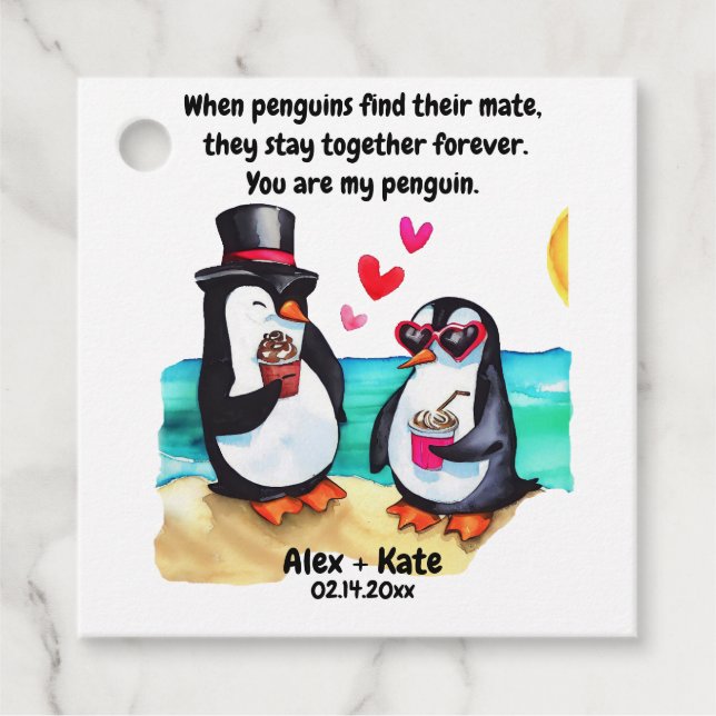 Penguin Valentines Geschenkanhänger (Vorderseite)