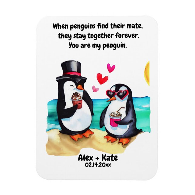 Penguin Valentines Magnet (Vertikal)