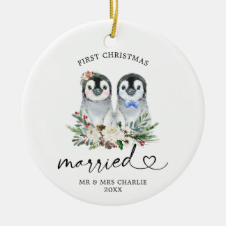 Penguin Verheiratetes Weihnachtsgeschenk Keramik Ornament