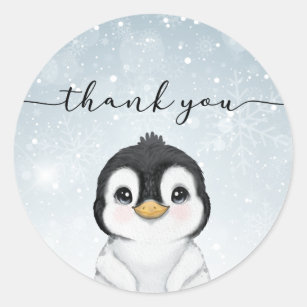 Penguin Vielen Dank für Ihre Unterstützung Runder Aufkleber