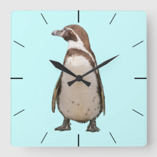 Penguin Wall Clock Quadratische Wanduhr