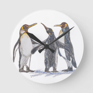Penguin Wall Clock Runde Wanduhr