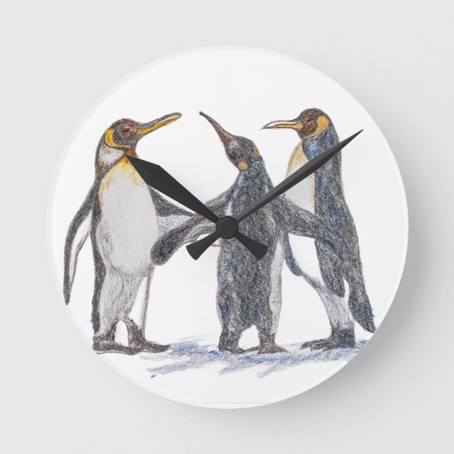 Penguin Wall Clock Runde Wanduhr (Vorderseite)