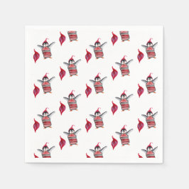 Penguin Wasserfarbe Kunst zu Weihnachten Serviette
