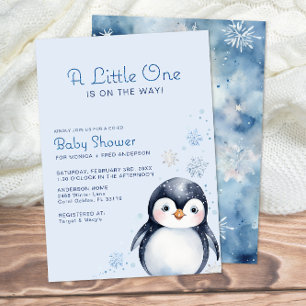 Penguin Watercolor Babydusche Einladung