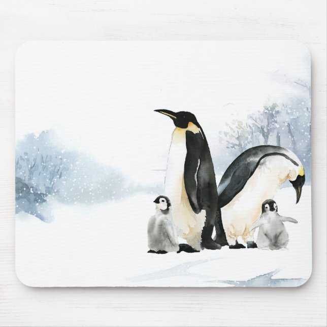 Penguin Watercolor Mousepad (Vorne)
