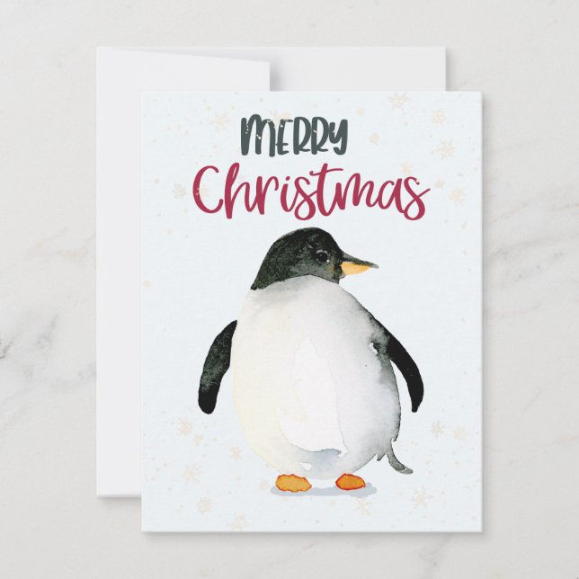 Penguin Watercolor Weihnachtskarte Mitteilungskarte (Vorderseite)