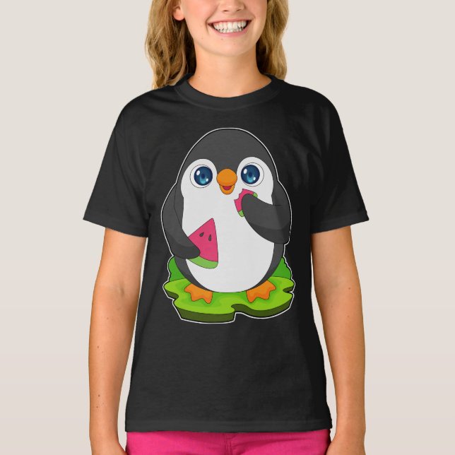 Penguin Watermelon Fruit T-Shirt (Vorderseite)