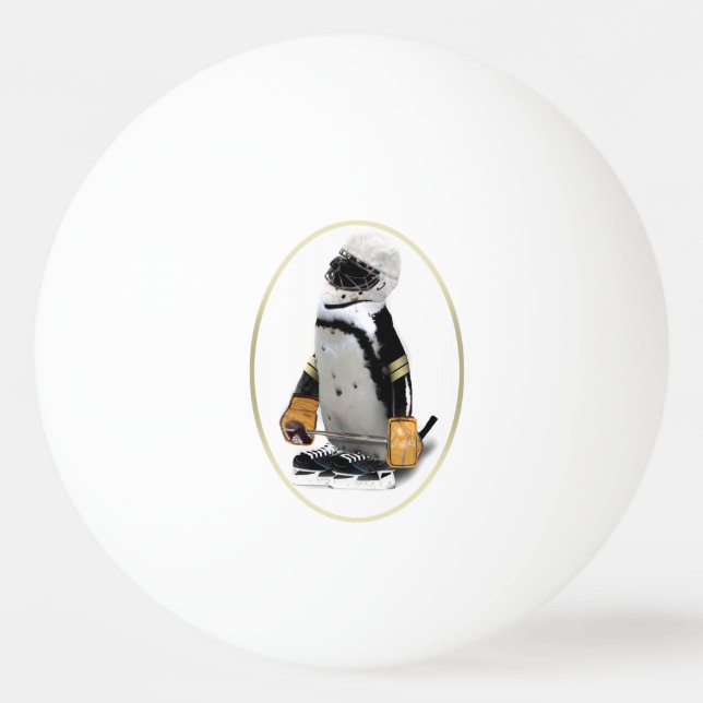 Penguin Wearing Hockey Gear Tischtennisball (Rückseite)