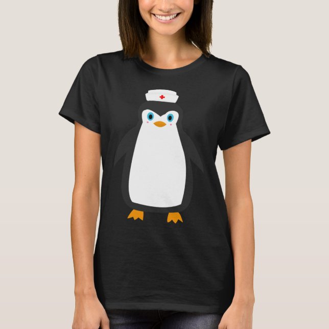 Penguin Wears Nurse Hat Nursing T-Shirt (Vorderseite)