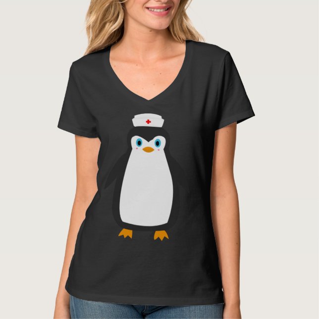 Penguin Wears Nurse Hat Nursing T-Shirt (Vorderseite)
