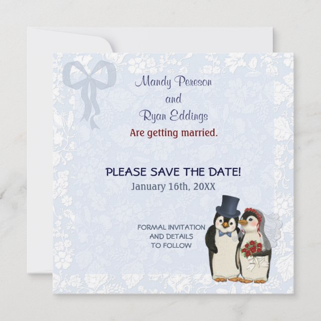 Penguin Wedding - Save the Date (Vorderseite)