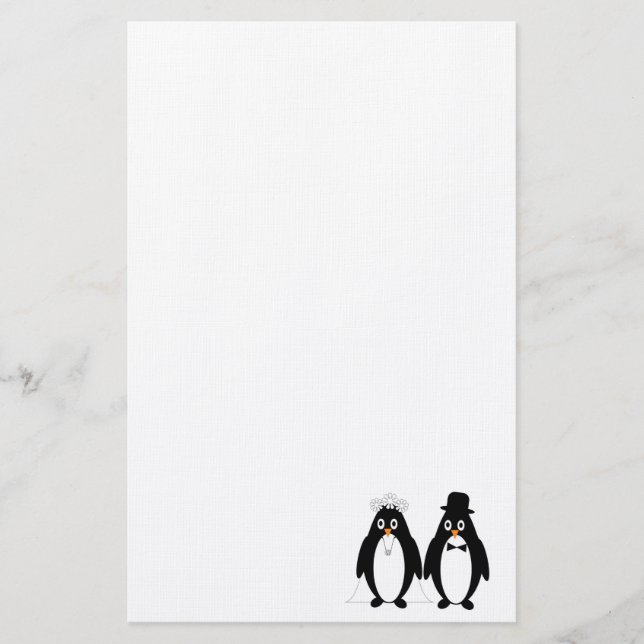 Penguin Wedding Stationery Briefpapier (Vorderseite)