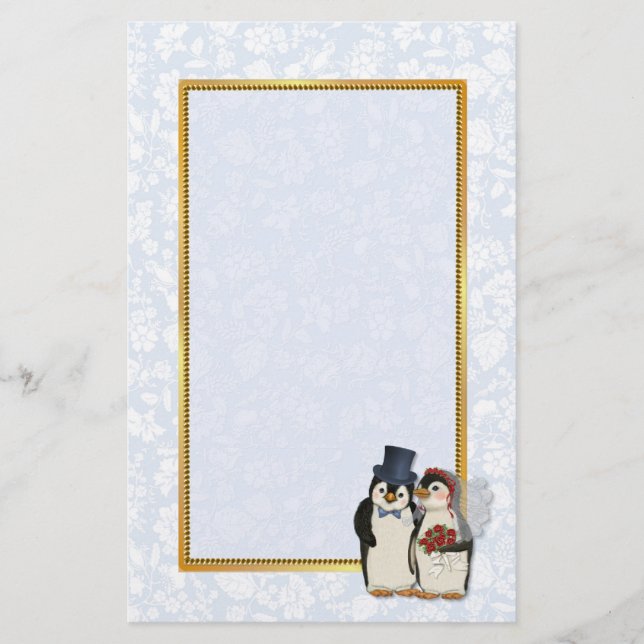 Penguin Wedding Stationery Briefpapier (Vorderseite)