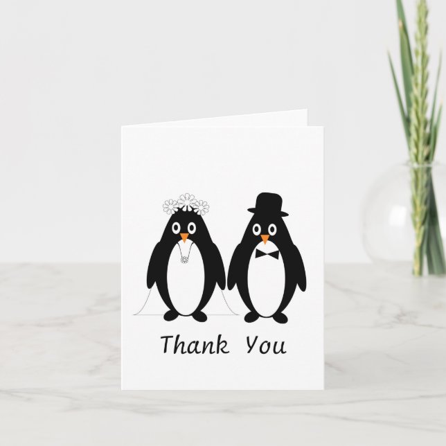 Penguin Wedding Vielen Dank Dankeskarte (Vorderseite)