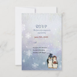Penguin Wedding with Snowflakes - UAWG RSVP Karte