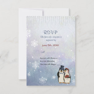 Penguin Wedding with Snowflakes - UAWG RSVP Karte