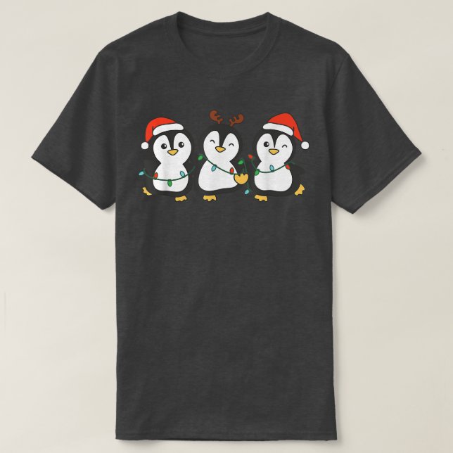 Penguin Weihnachten Bäume Tiere Niedlich Peng T-Shirt (Design vorne)