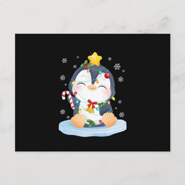 Penguin Weihnachten frohe Weihnachten Ankündigungspostkarte (Vorderseite)