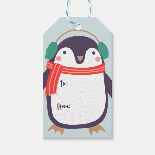 Penguin Weihnachten Geschenkanhänger (Vorderseite)