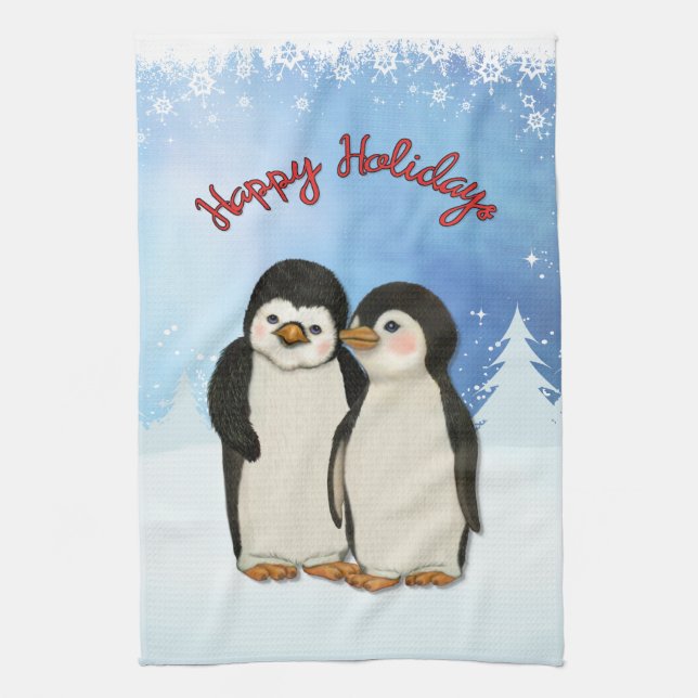 Penguin Weihnachten Geschirrtuch (Vertikal)