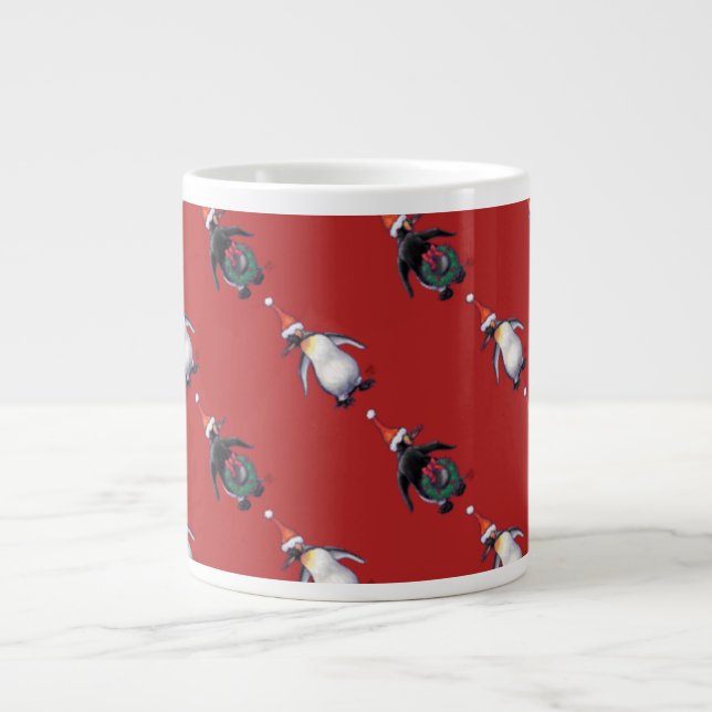 Penguin Weihnachten Jumbo-Tasse (Vorderseite)