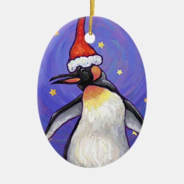 Penguin Weihnachten Keramikornament (Vorne)