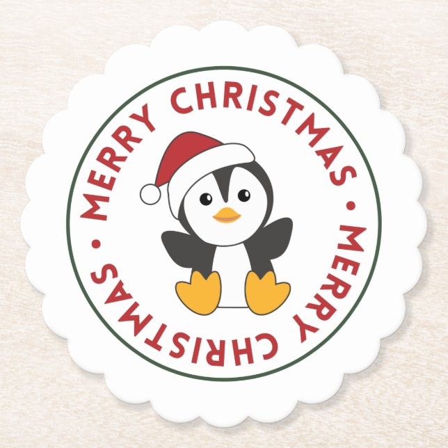Penguin Weihnachten Schnee Winter Tiere Pinguine P Untersetzer (Vorderseite)