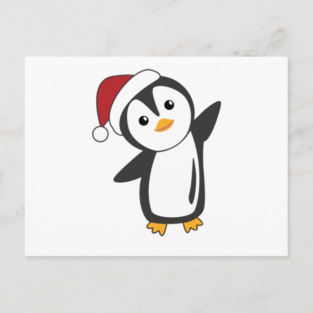 Penguin Weihnachten Schnee Winter Tiere Pinguine Postkarte (Vorderseite)