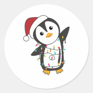 Penguin Weihnachten Schnee Winter Tiere Pinguine Runder Aufkleber