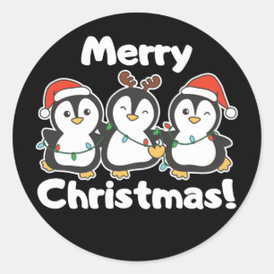 Penguin Weihnachten Tiere Niedlich Pinguine Classi Runder Aufkleber