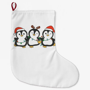 Penguin Weihnachten Tiere Niedlich Pinguine Urlaub Großer Weihnachtsstrumpf
