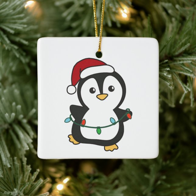 Penguin Weihnachten Winter Tiere Urlaub Penguines Keramikornament (Baum)