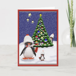 Penguin Weihnachts-Paradies Kunst Custom Feiertagskarte