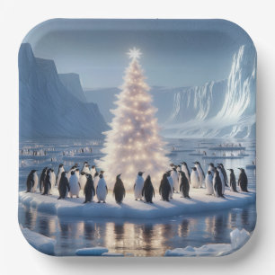 Penguin Weihnachts-Party Pappteller