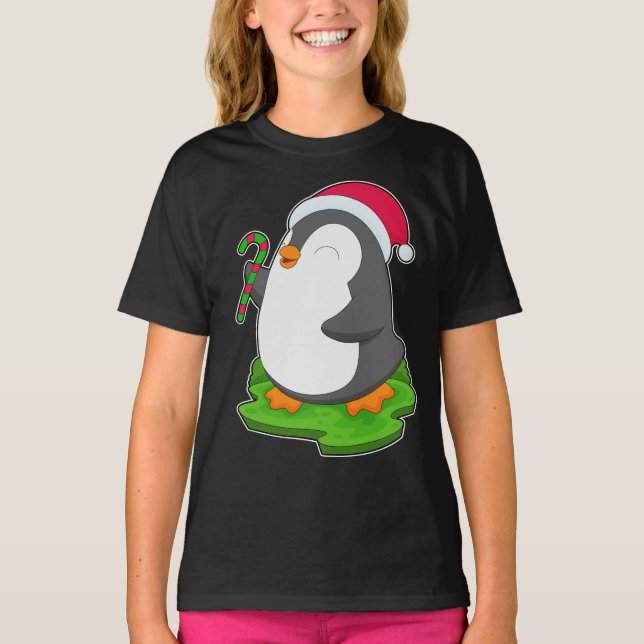 Penguin Weihnachts-Weihnachtsmannmütze T-Shirt (Vorderseite)