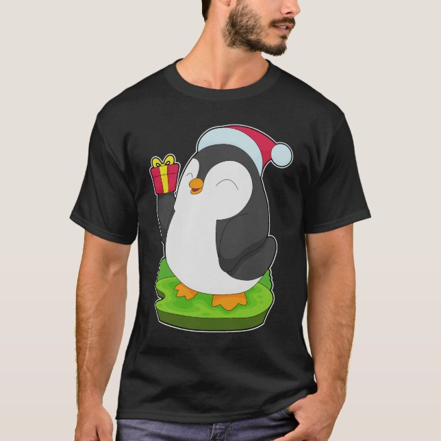 Penguin Weihnachts-Weihnachtsmannmütze T-Shirt (Vorderseite)