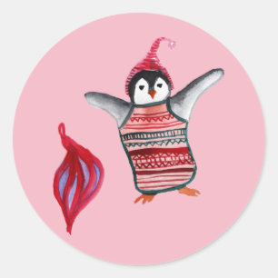 Penguin Weihnachtsaufkleber Runder Aufkleber