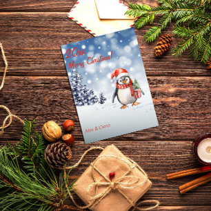 Penguin Weihnachtsbaumschnee Feiertagspostkarte