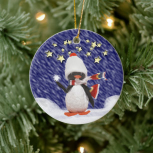 Penguin Weihnachtsparadies Keramikornament