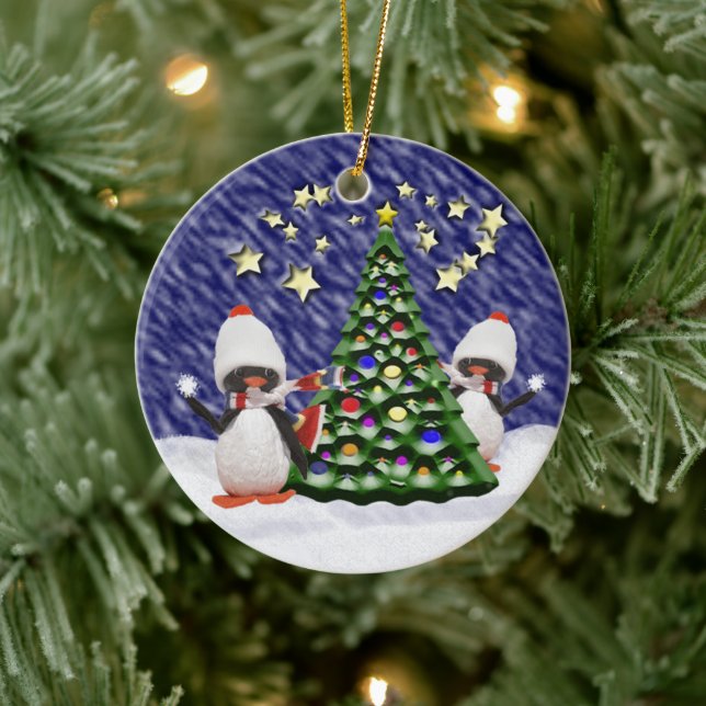 Penguin Weihnachtsparadies Keramikornament (Baum)