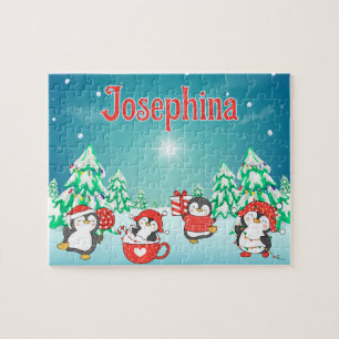 Penguin Weihnachtsrätsel mit individuellem Namen d Puzzle