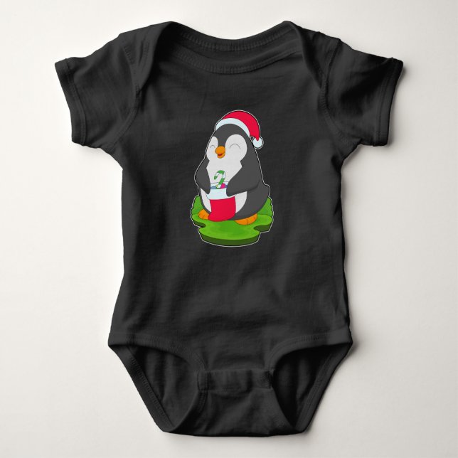 Penguin Weihnachtssocken Baby Strampler (Vorderseite)