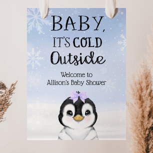 Penguin Winter Baby Dusche Willkommen Poster