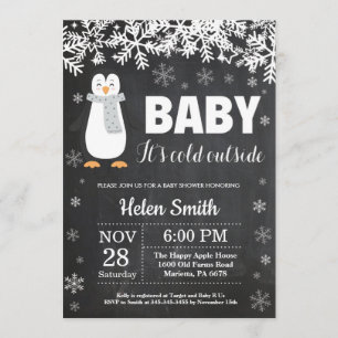 Penguin Winter Babydusche Einladung