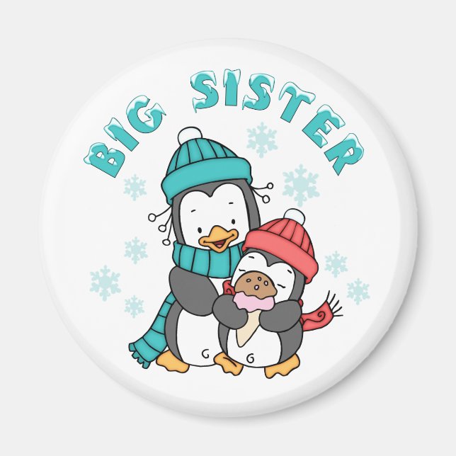 Penguin Winter Big Sister Magnet (Vorne)