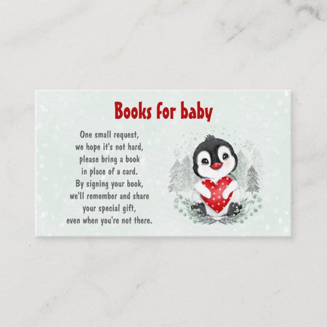 Penguin Winter Boy Baby Showbücher für Babys Begleitkarte (Vorderseite)