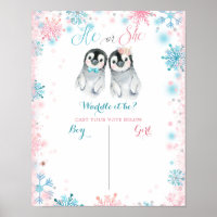 Penguin Winter Gender Reveal Board